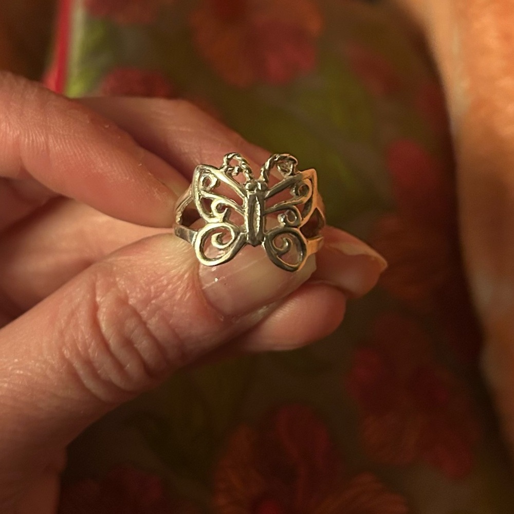•SOLID 925 STERLING SILVER ~FILIGREE 🦋BUTTERFLY RING 🦋 ~ SIZE : 7
